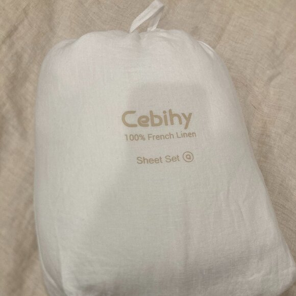 Cebihy Other - White Linen Sheet Set - Queen Size